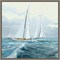 Sailing Ships III by Rick Novak 16-in. W x 16-in. H. Canvas Wall Art Print Framed in Grey